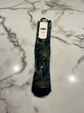 NWT Cariloha Bamboo Printed Crew Socks Tropical Foliage - Size L